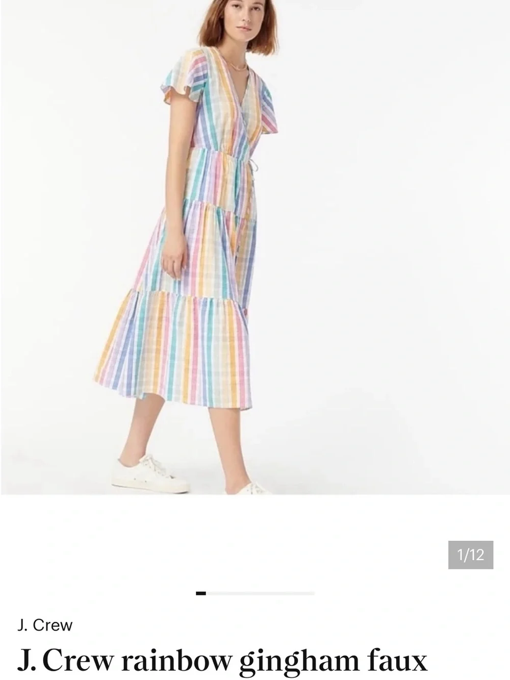 J. Crew Pastel Multi-Stripe Wrap Midi Dress